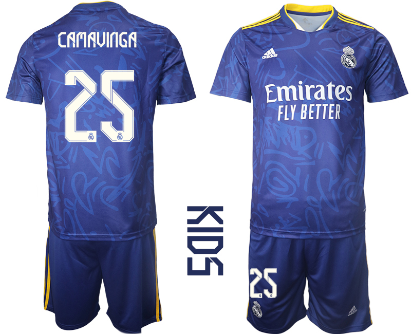 Youth 2021-2022 Club Real Madrid away blue #25 Soccer Jersey
